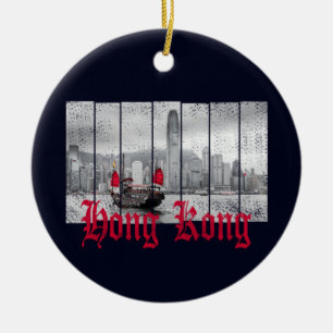 Hong Kong harbour skyline vintage china souvenir Ceramic Ornament