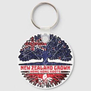 Hong Kong Hongkong New Zealander New Zealand Tree Keychain