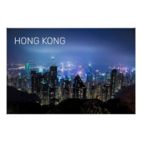 Hong Kong Island Skyline Panorama Night Souvenir