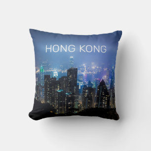 Hong Kong Island Skyline Panorama Night Souvenir Throw Pillow