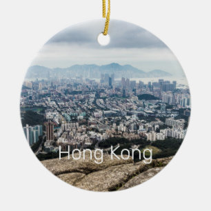 Hong Kong Lion Rock Hill Skyline Panorama Souvenir Ceramic Ornament
