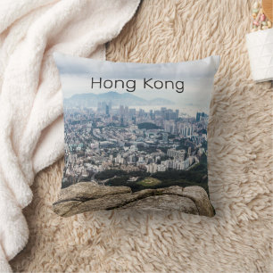Hong Kong Lion Rock Hill Skyline Panorama Souvenir Throw Pillow