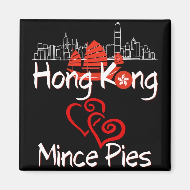 Hong Kong Loves Mince Pies Cityscape Magnet (Front)