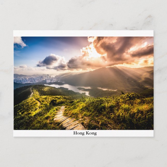 Hong Kong Mountainscape at sunset Postcard (Front)