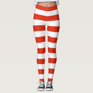 Hong Kong National Flag Colours Horizontal Striped Leggings