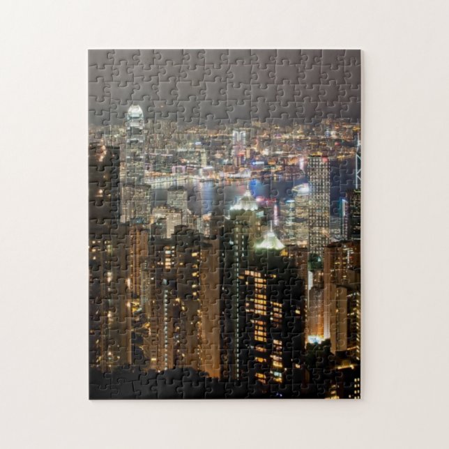 Hong Kong Night Skyline from Victoria Peak Jigsaw Puzzle (Vertical)