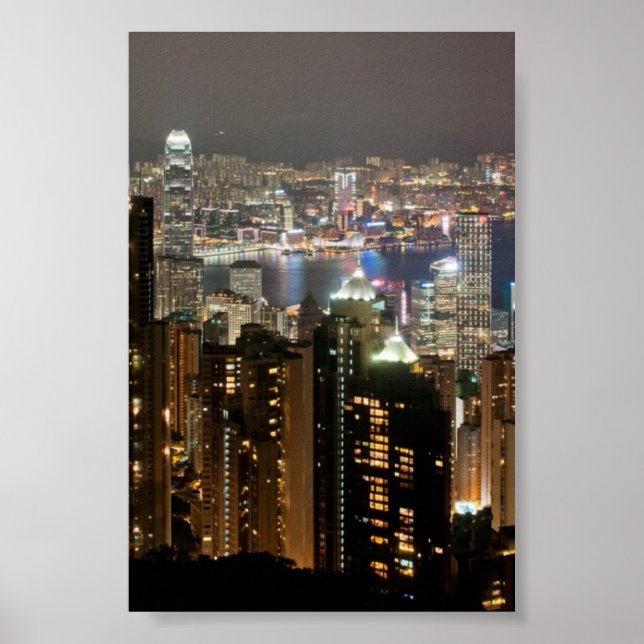 Hong Kong Night Skyline from Victoria Peak Poster (Front)