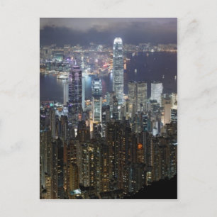 Hong Kong Night Skyline Postcard