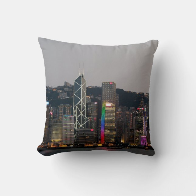 Hong Kong Night Throw Pillow (Front)