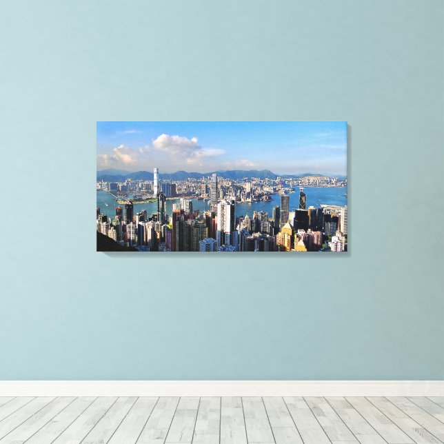 Hong Kong Pearl of the Orient Stretch Canvas Print (Insitu(Wood Floor))