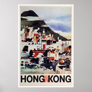 Hong Kong Print Art Travel Poster China Vintage