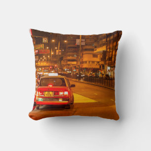 Hong Kong quiet nigh street travel scene at Mong k Throw Pillow