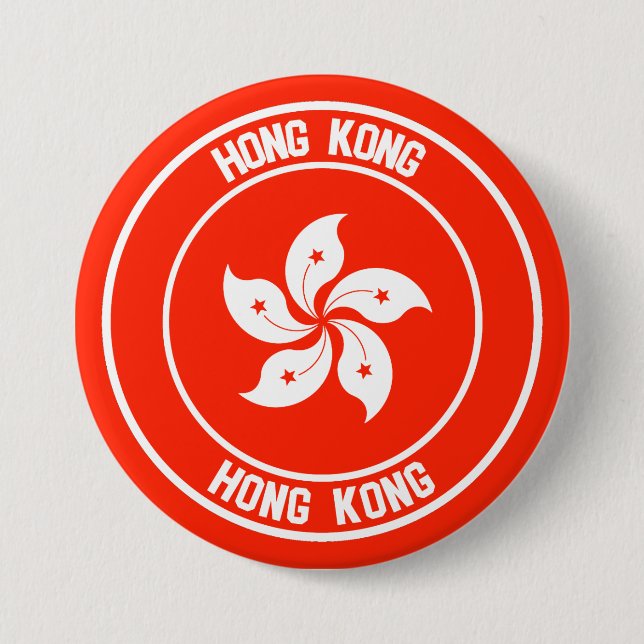 Hong Kong Round Emblem 3 Inch Round Button (Front)