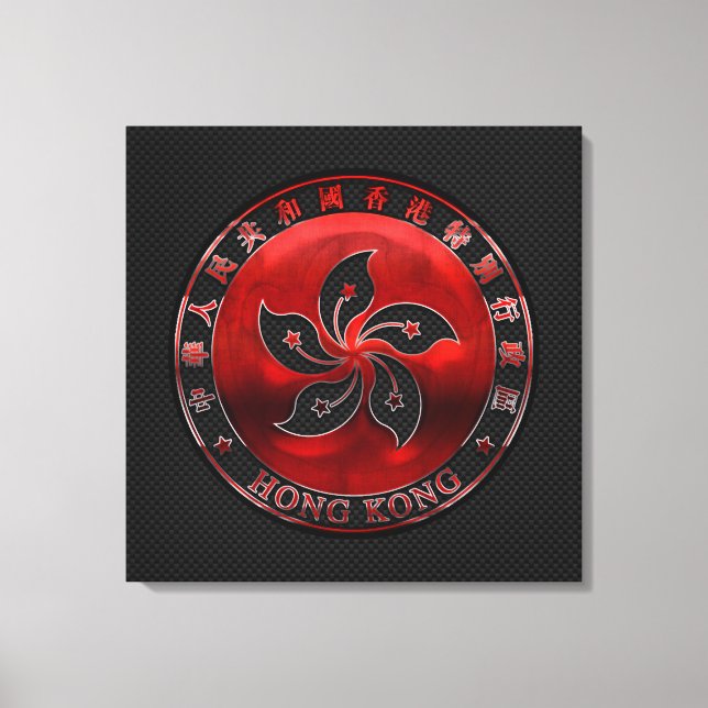 Hong Kong Ruby Orchid Inlay on Carbon Fibre Print (Front)