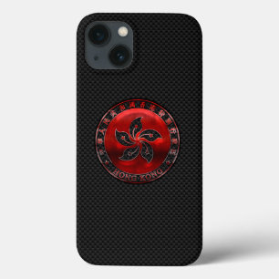 Hong Kong Ruby Seal on Carbon Fibre Print iPhone 13 Case