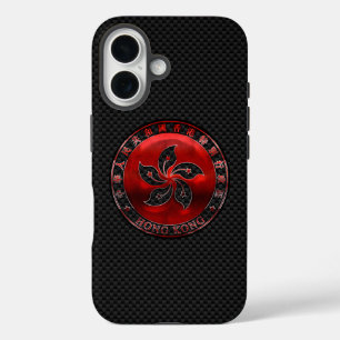 Hong Kong Ruby Seal on Carbon Fibre Print iPhone 16 Case