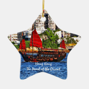 Hong Kong Sampan The Pearl of the Orient Ceramic Ornament