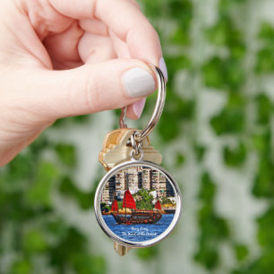 Hong Kong Sampan The Pearl of the Orient Keychain