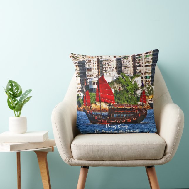 Hong Kong Sampan The Pearl of the Orient Throw Pillow (Chair)