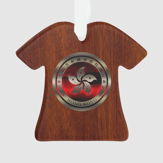 Hong Kong Seal inlay on Mahogany Print Ornament (Front)