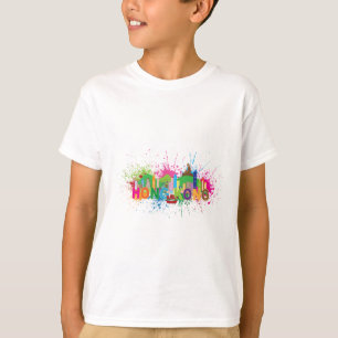 Hong Kong Skyline Abstract Colour Illustratioon T-Shirt