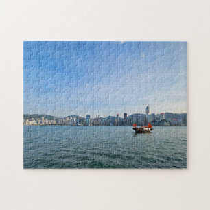 Hong Kong skyline and boat view puzzle