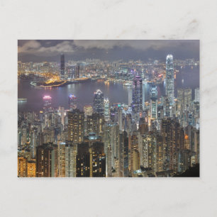 Hong Kong skyline at night Post Card