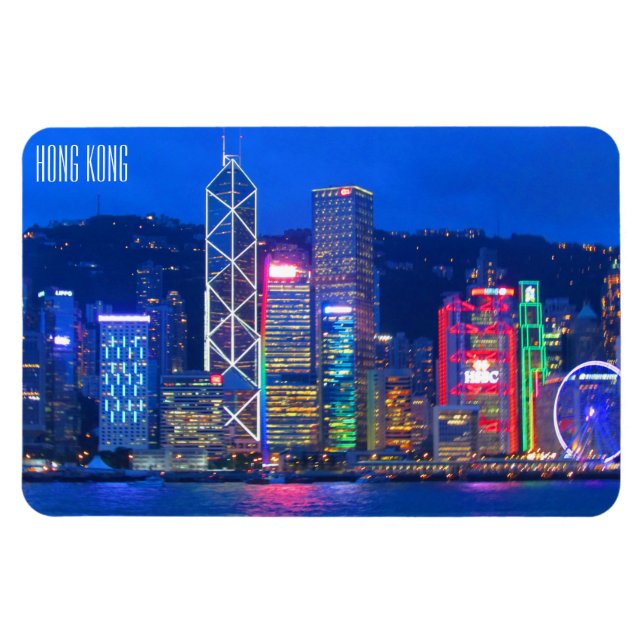 hong kong skyline dusk magnet (Horizontal)