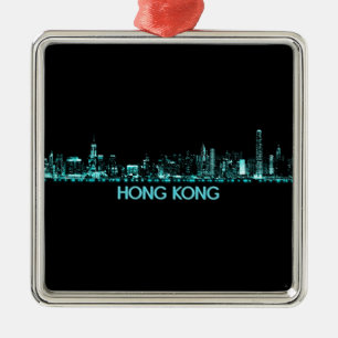 Hong Kong Skyline Metal Ornament