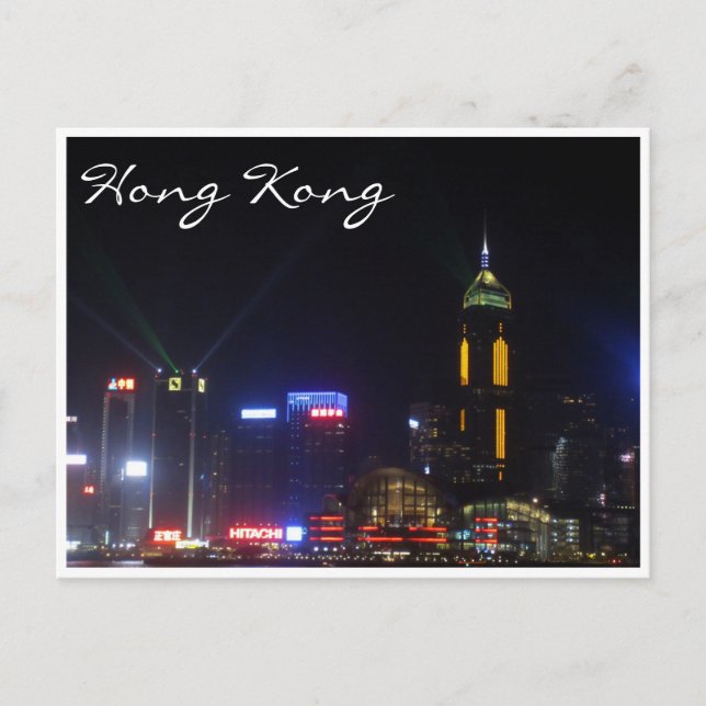 hong kong skyline night postcard (Front)
