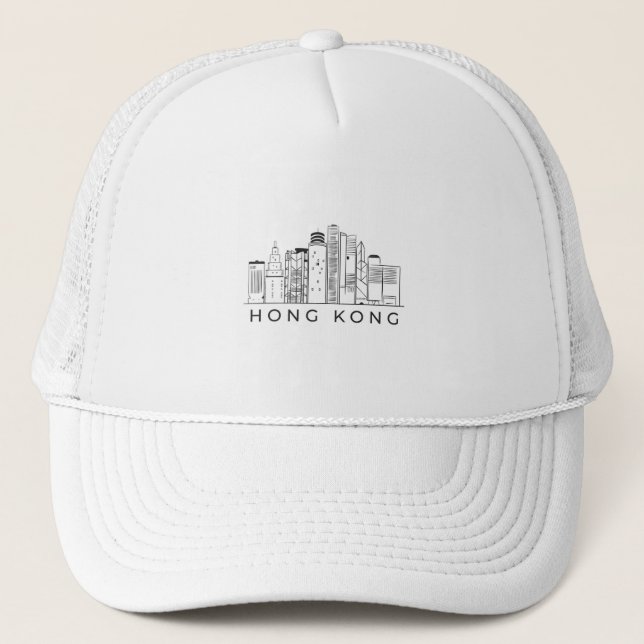 Hong kong skyline trucker hat (Front)