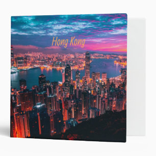 Hong Kong Skyscraper Skyline Night Lights Binder