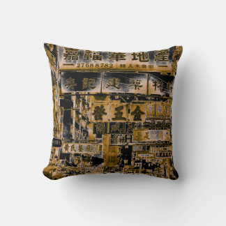 Hong Kong Street Signs Throw Pillow