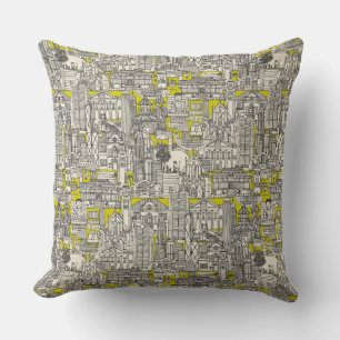 Hong Kong toile de jouy chartreuse Throw Pillow