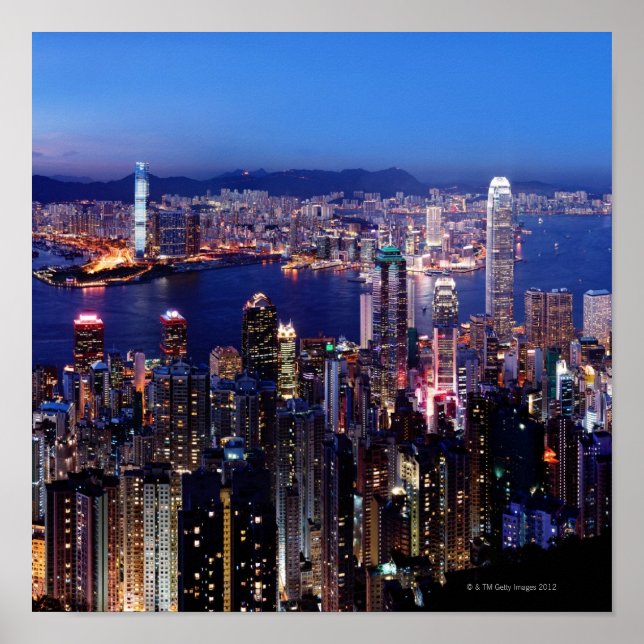 Hong Kong Victoria Harbour at Night Poster (Front)