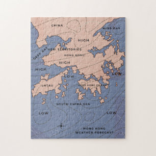 Hong Kong Vintage Weather Map Jigsaw Puzzle