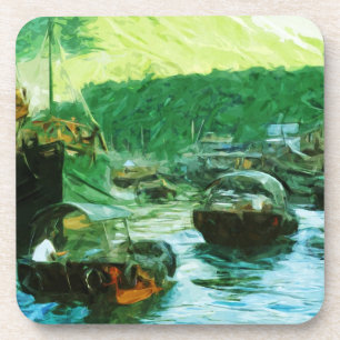 Hong Kong Water Taxis Abstract Impressionism Coaster