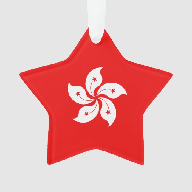 Hong Kong White Orchid Symbol on Red Ornament (Front)