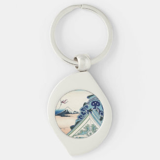 Honganji Temple Vista of Mt. Fuji Japanese Woodcut Keychain