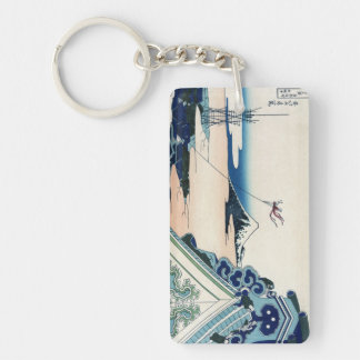 Honganji Temple Vista of Mt. Fuji Japanese Woodcut Keychain
