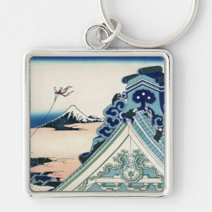 Honganji Temple Vista of Mt. Fuji Japanese Woodcut Keychain