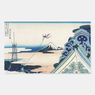 Honganji Temple Vista of Mt. Fuji Japanese Woodcut Sticker