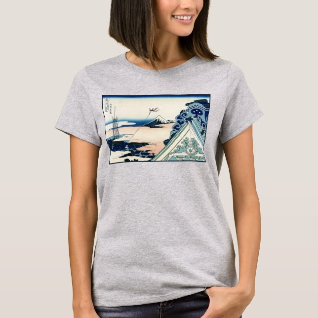 Honganji Temple Vista of Mt. Fuji Japanese Woodcut T-Shirt (Front)