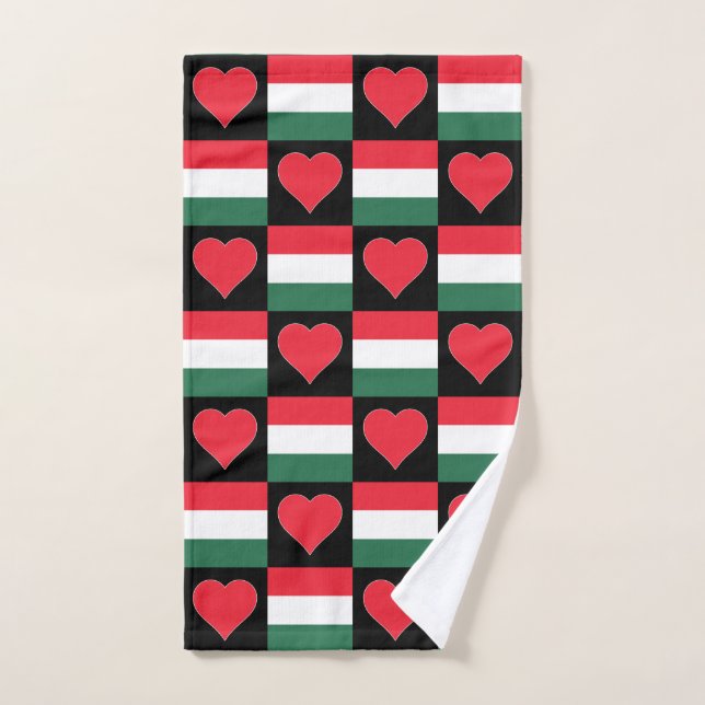 Hongrie Drapeau et coeur Motif Fun Hungarian Pride (Serviette à main)