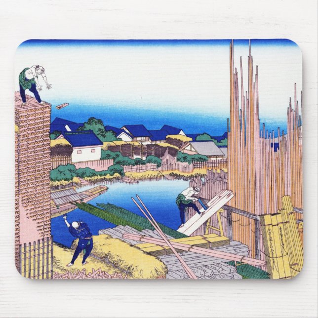 Honjo Tatekawa, the timberyard at Honjo Hokusai Mouse Pad (Front)