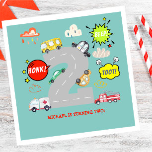 Honk beep toot vehicles boy birthday napkin
