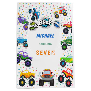 Honk beep vroom monster trucks boy birthday bowl medium gift bag