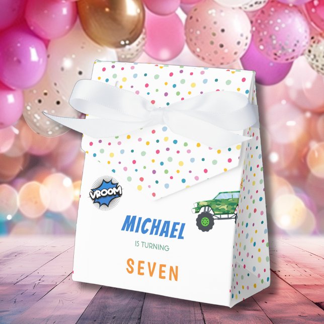 Honk beep vroom monster trucks fast boy birthday favor box (Creator Uploaded)