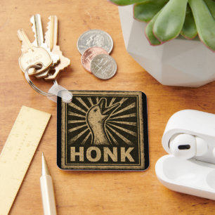 Honk Goose Funny Duck Chicken Meme Keychain