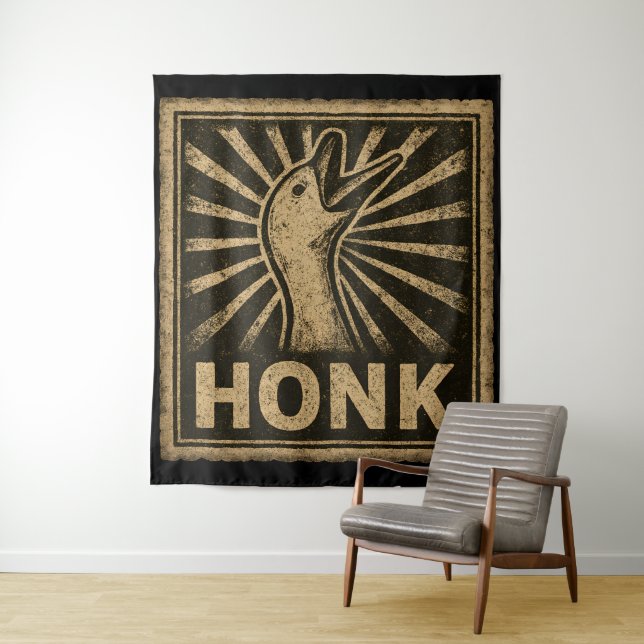 Honk Goose Funny Duck Chicken Meme Tapestry (In Situ)